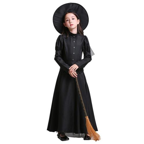 Girls Black Witches Dress Costumes Cosplay Halloween Party Dress Costume