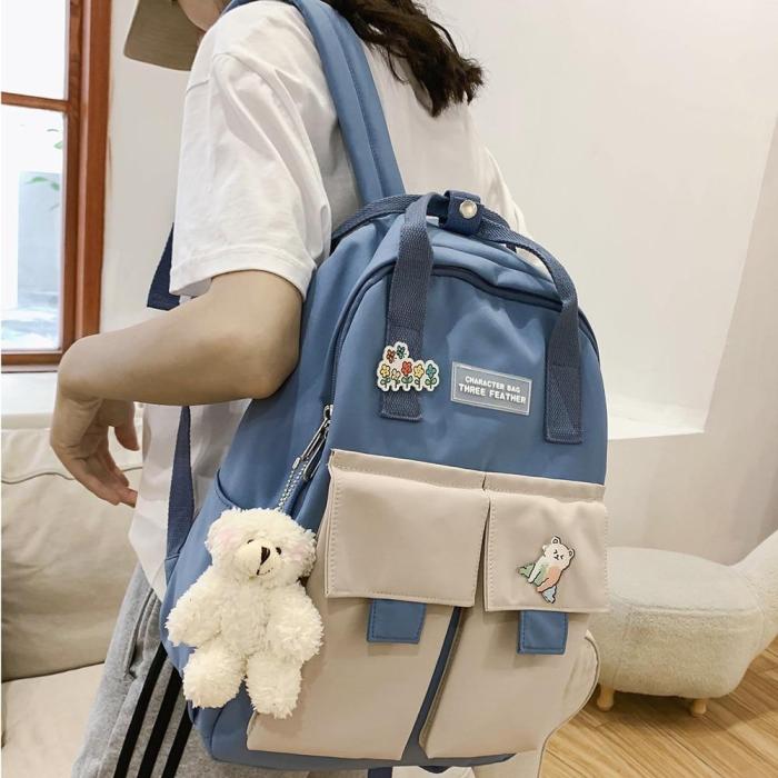 Kawaii Girl Harajuku Backpack Badge Fashion Book Ladies School Bag