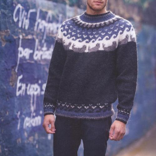 Black Wavy Knit Icelandic Sweater TT004