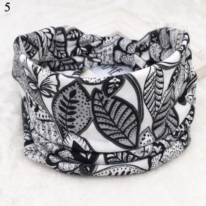 New Boho Wide Cotton Stretch Headband Turban Sports Yoga Knotted Hairband Headwrap Leopard Floral Printed Women Hair Accessories