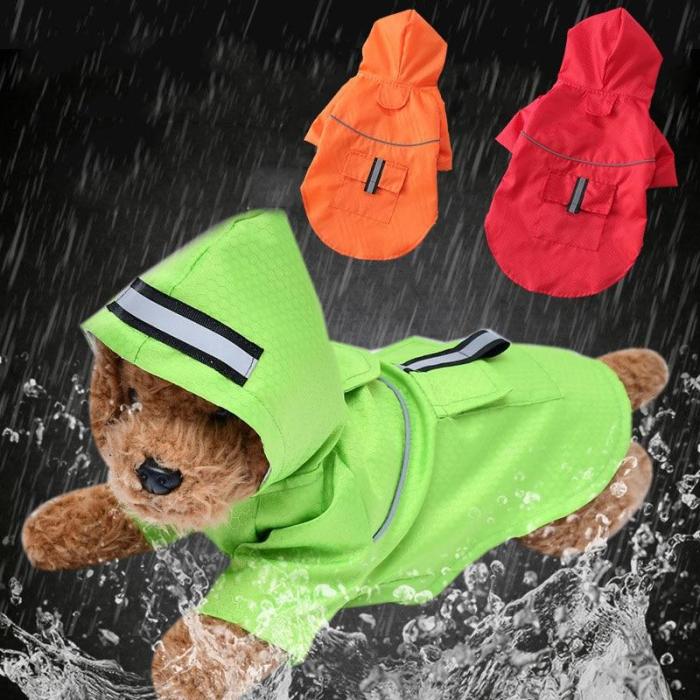 Waterproof small Dog Raincoat Puppy Dog Clothes Outdoor Pet Coat Hooded Rain Jacket Reflective Medium dog poncho Breathable mesh