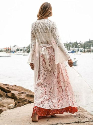 White Lace Hollow Long Beach Cover-ups
