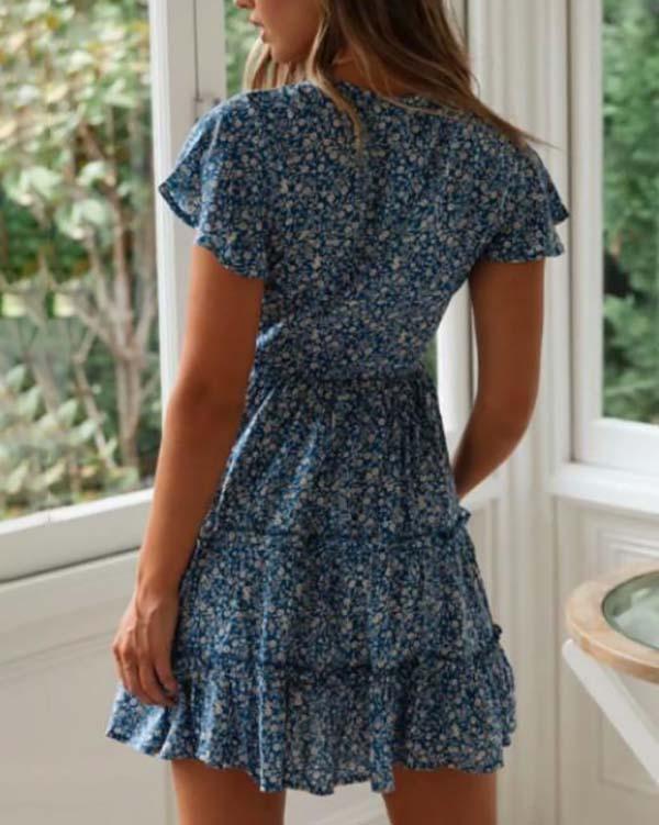 Sweet Little Floral Hot Style Print Mini Dress
