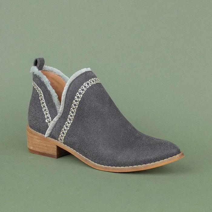 Brief Comfortable Chunky Round Toe Plain Women Boots