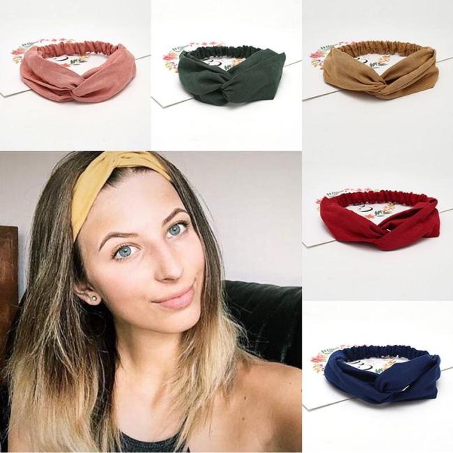 Women Summer Autumn Suede Headband Vintage Cross Knot Elastic Hair Bands Soft Solid Girls Hairband Hair Accessories