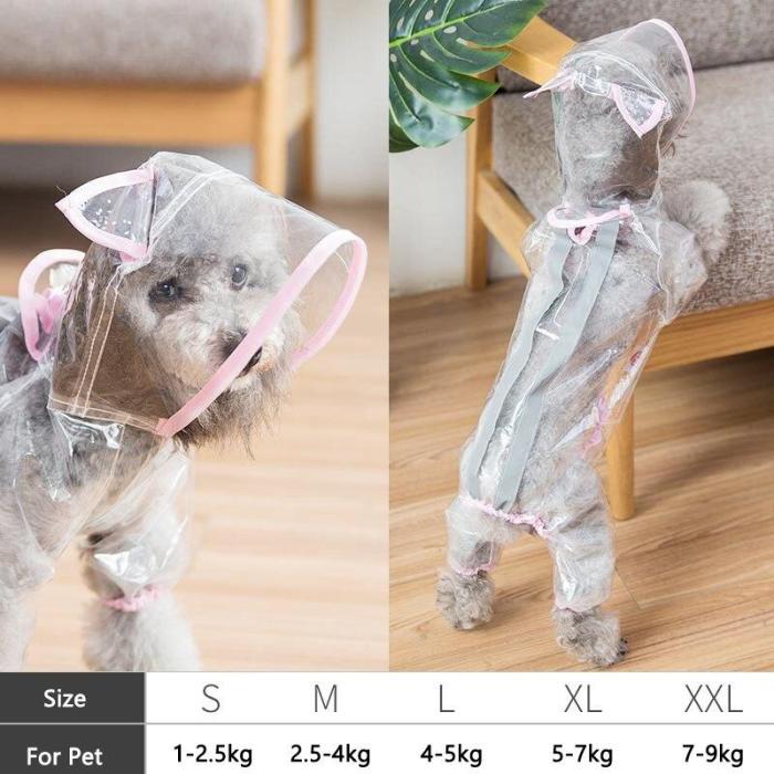 New Cute Dog Raincoat Small Dog Clothes Pet Costume Spring Reflective Dog Waterproof Clothes Dinosaur Design Rain Coat
