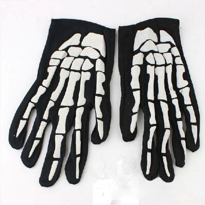 1 Pair Halloween Cosplay Gloves Horror Skull Claw Bone Skeleton Goth Racing Full Gloves Dropship