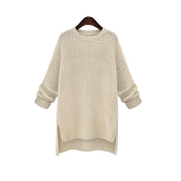 Medium Long Pullover Loose Solid Color Sweater