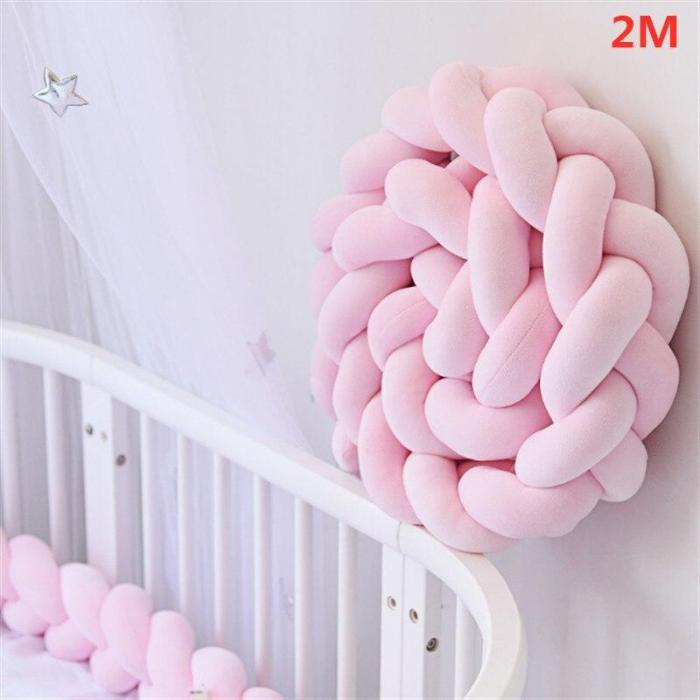 2M/3M Baby Bed Bumper Knot Cot Bumper for Newborn Knotted Braid Weaving Plush Baby Crib Protector Infant Knot Pillow Room Decor