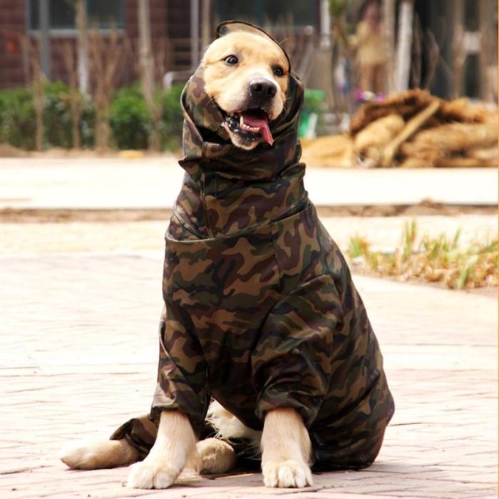Pet Dog Camouflage Raincoat For Big Dogs Waterproof Outdoor Clothes Hooded Rain Cloak Jumpsuit French Bulldog Overalls Labrador