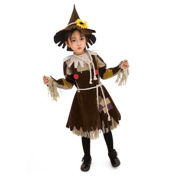 Girls Halloween Costume Patchwork Scarecrow Costume