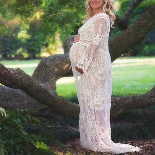 Maternity See-Through Lace Dress