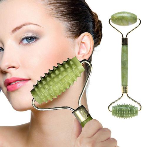 1pc Portable Double Head Facial Slim Massage Roller Jade Face Slimming Body Head Neck Massage Tools Nature Face Sliming Tools