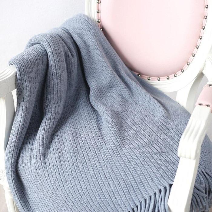 Cashmere-Like Knitted Thread Blankets Manta Solid Striped Travel TV Nap Sofa Throw Blanket Knit Couch Cover Bed Runner Bedspread