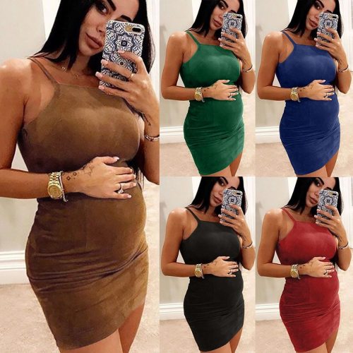 Sleeveless Solid Maternity Dresses Women Solid Pregnant платье Vest Straps Solid Maternity Sleeveless Sexy Dress Sundress