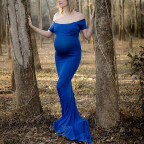 Maternity Solid Floor Elegant Length Dress