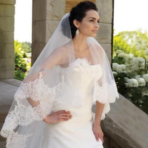 Two Layers Lace Edge Sequin Bridal Veil For Women Wedding Veil With Comb Wedding Accessories