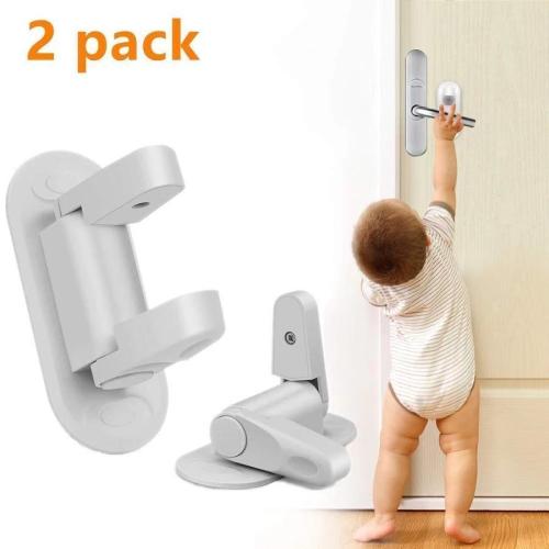 2 Pack Door Lever Lock Child Safety Proof Doors & Handles 3M Adhesive