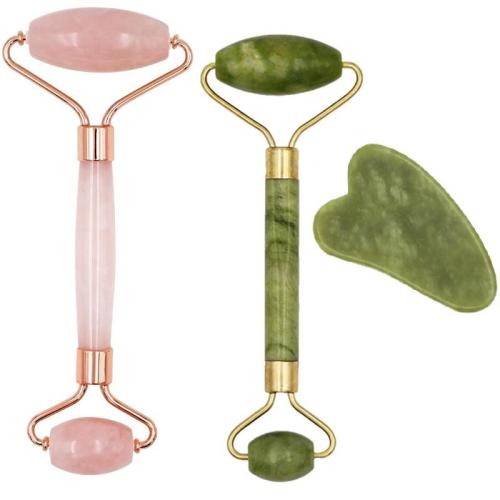 1pc Facial Massage Roller Plate Guasha Board Double Heads Slimming Face Lifting Massager Jade Stone Eye Face Neck Thin Care Tool