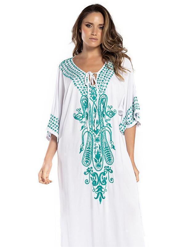 Loose Cotton Printed Cover-ups Swimsuit