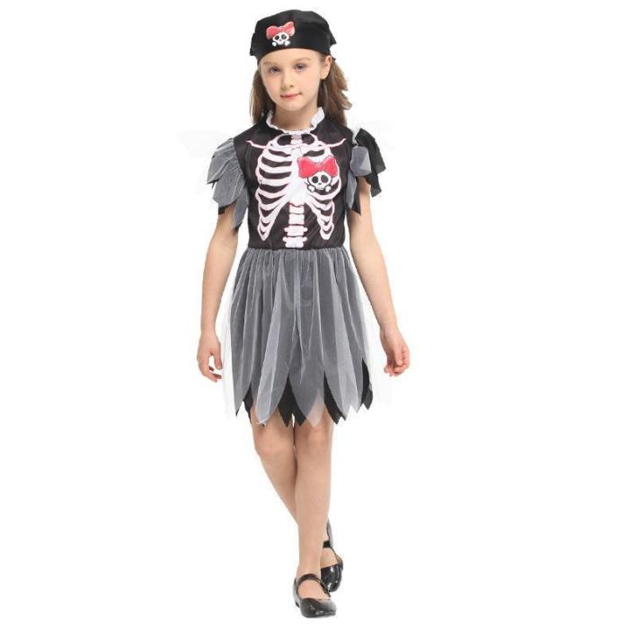 Halloween Carnival Party Costume Matching Scary Demon Devil Skull Skeleton Costumes Pirate Dress for Kids Girls
