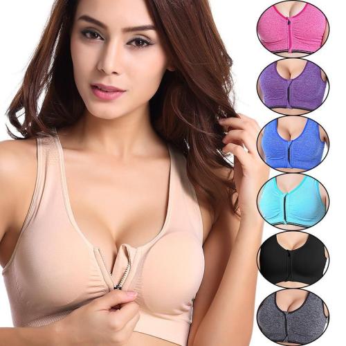 EBUYTIDE Sport Bras Push Up For Cup A-D Front Zipper Sport Bra Running Jogging Fitness Yoga Bra Breathable Shockproof Quick Dry Sport Top