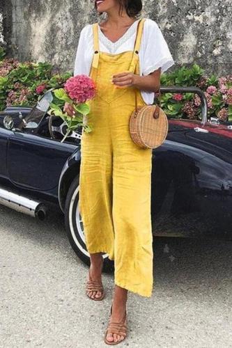 EBUYTIDE Bright Yellow Sling Casual Jumpsuit