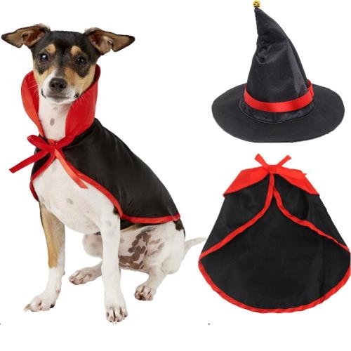 Pet Cloak Cape Hat Set for Cats Dogs Halloween Cosplay Accessaries