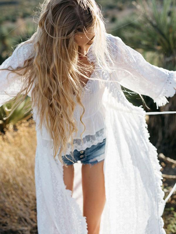 White Tasseled Cover-up Top