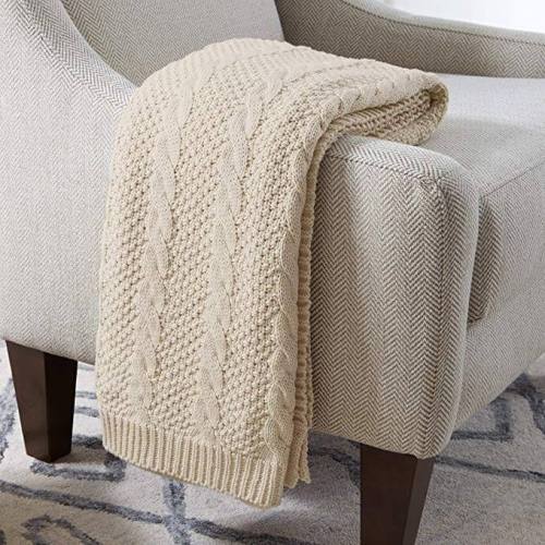 Cotton Transitional Chunky Cable Knit Throw, 50  x 70 