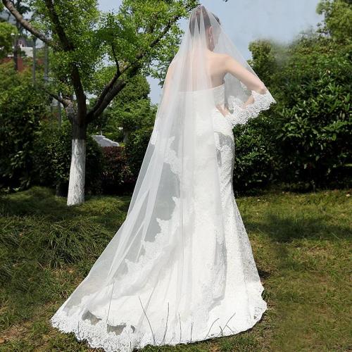 Women Wedding Veil Lace Appliques 3 M Long Cathedra One Layer Tulle Bridal Veil Wedding Accessories