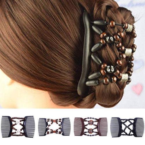 Fashion beautiful hair comb magic ever-changing hairpin wooden beads hair comb