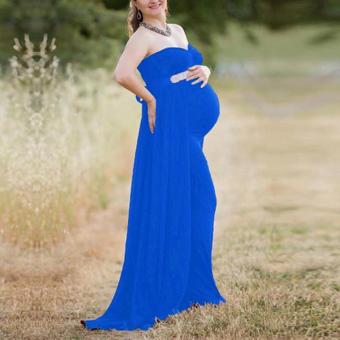 Maternity Tube-Tops Chiffon Floor-Length Summer Dress