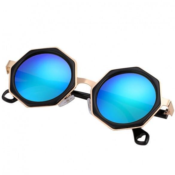Fashion Cool Women Mirror Lenses Polygon Frame Sunglasses