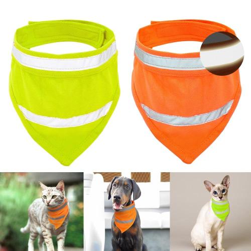 Reflective Dog Bandana Breathable Pet Scarf Collar Cats Dogs Accessories for Small Medium Pet Chihuahua Yellow Orange S M L