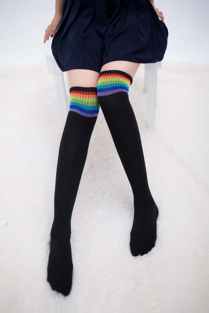 Fashion Rainbow Over Knee Stockings