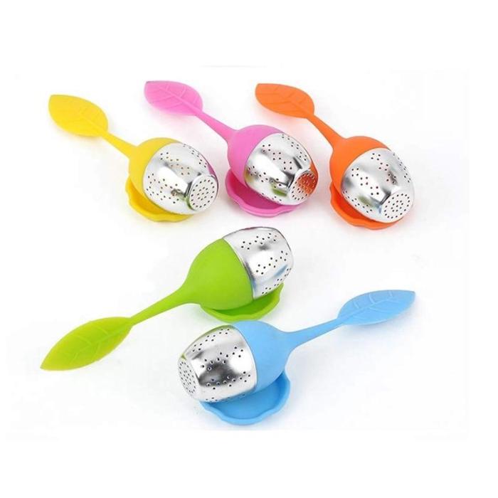 Silicone Tea Infuser Stainless Steel Cute Tea Ball Sweet Leaf Tea Strainer for Brewing Device Herbal Spice Filter Kitchen Tools