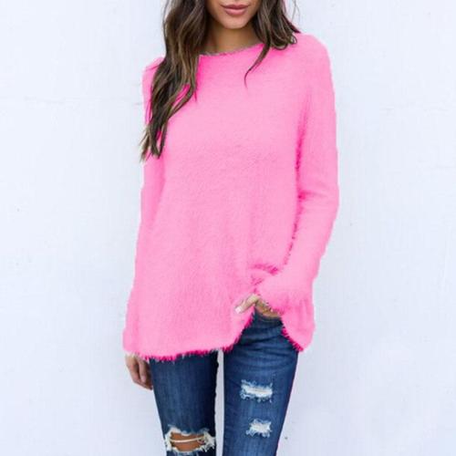 Pure Color Oversized Feather Pullover Sweater