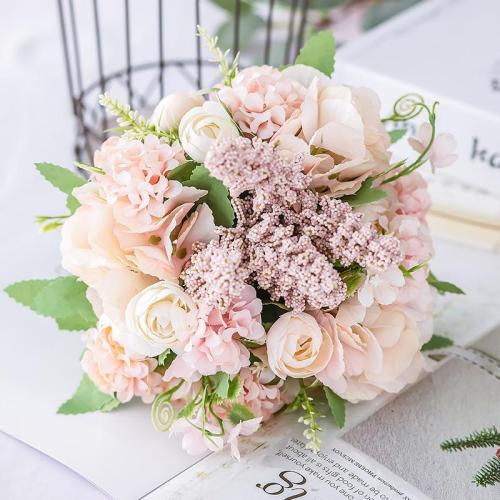 Nordic Artificial Flowers Rose Holding Wedding Bouquet Peony Silk Flower Table Home Party Wedding Decoration Fake Flower 30cm