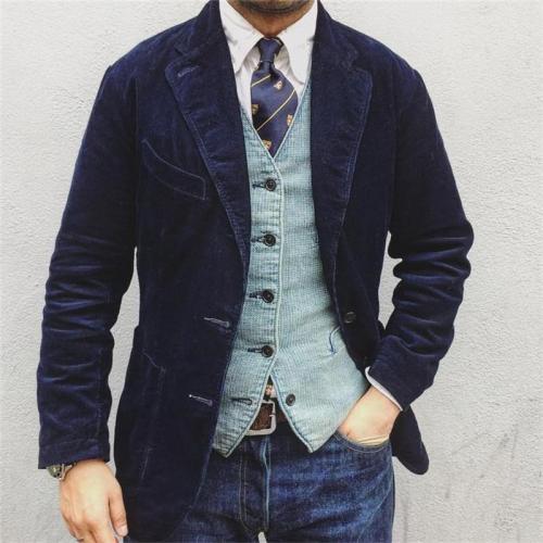 Men's Flannel Solid Color Blazer