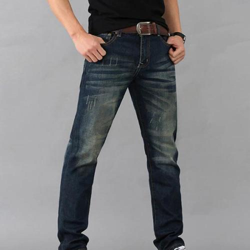 Ripped Light Wash Straight Men's Jeans