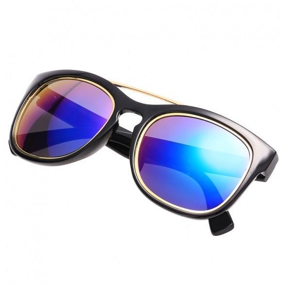 Vintage Style Plastic Frame Round Reflective Lens Outdoor Sunglasses