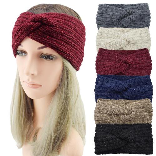 2020 New Sequin Knitted Cross Knotted Headband Ear Warmer Turban Women Girls Elegant Headwrap Autumn Winter Hair Accessories