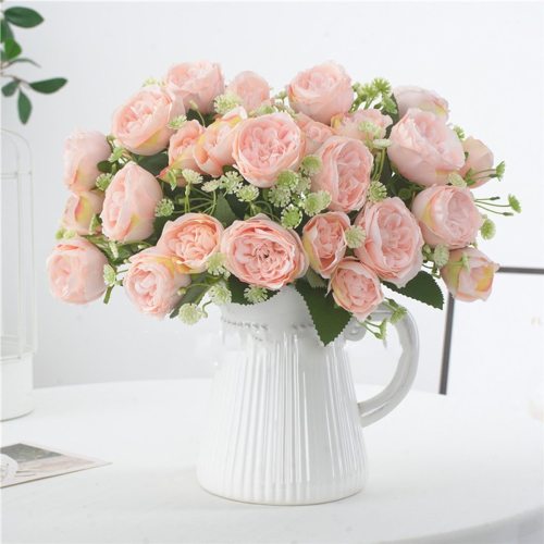 5 Forks 10 Heads Peony Artificial Flowers Bouquet Silk Fake Flower Wedding Home Decoration Peony Rose Flower