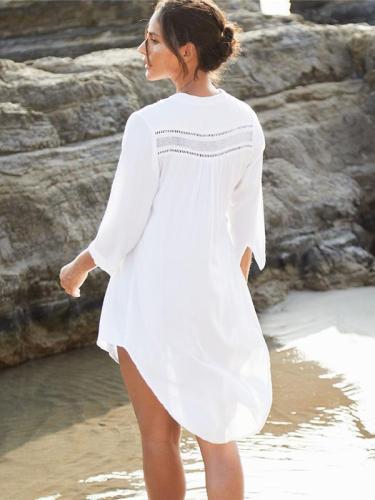 Hollow Split-joint Single-breasted Shirt Cover-up