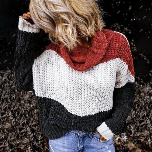 Fashion Splicing Color Long Sleeve Sweater