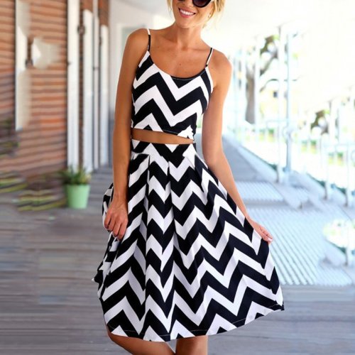 Stylish Zebra Two-Piece Maxi Dress