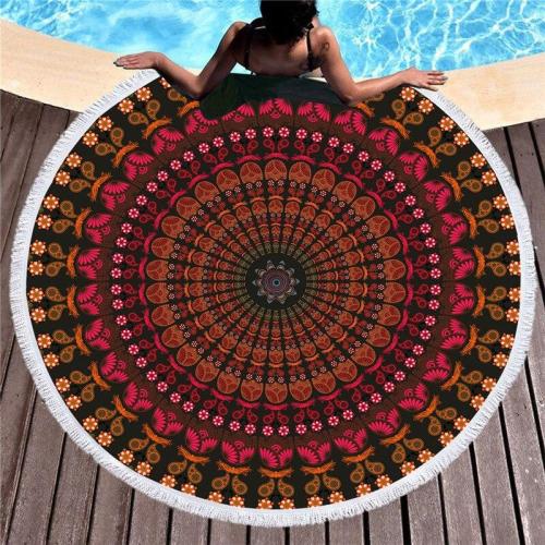 Mandala Tapestry Round Large 150cm Soft Beach Towel For Adults Wall Hanging Microfiber Bath Towel With Tassel Throw Yoga Mat
