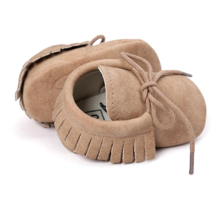 Baby Shoes Newborn Infant Boy Girl Classical Lace-up Tassels Suede Sofe Anti-slip Toddler Crib Crawl Shoes Moccasins 10-colors