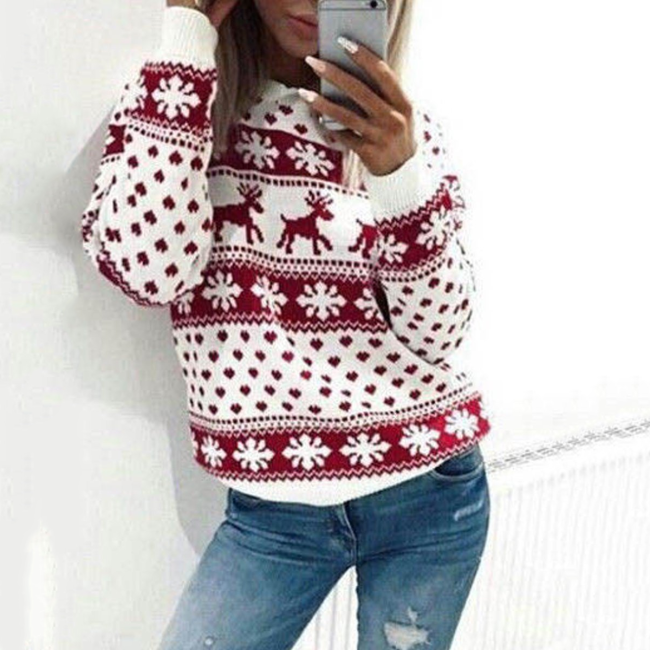 Fawn Print Christmas Sweater
